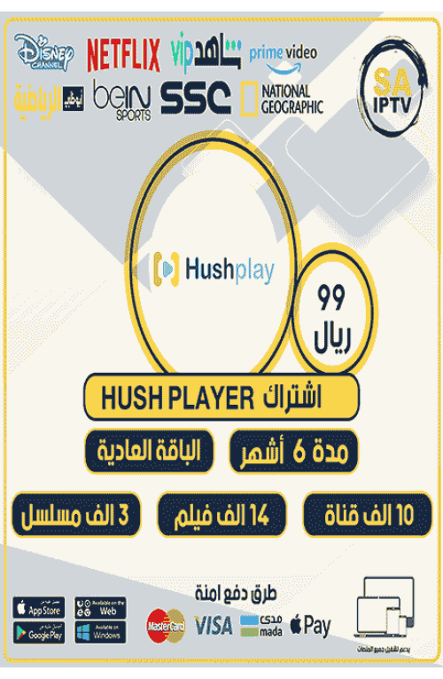 HUSH PLAYER TV - Subscription For 6 Months Normal Package